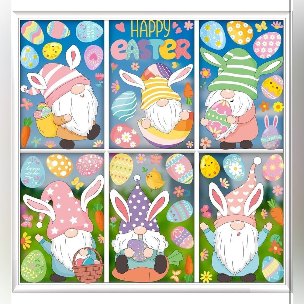 Gnome Easter Window Clings - 9 Sheets Stickers for Glass Windows NIP 2 set - Picture 7 of 10